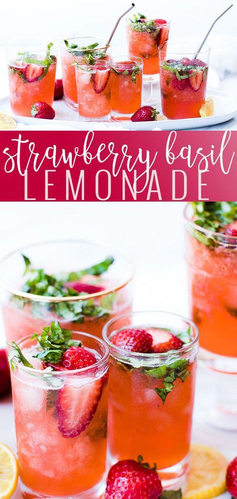 Drinks With Basil, Summer Teas, Fruit Lemonade, Easy Lemonade Recipe, Strawberry Basil Lemonade, Herb Box, Homemade Strawberry Lemonade, Honey Lemonade, Flavored Lemonade