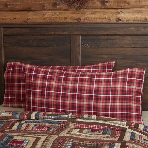 PRICES MAY VARY. 100% Cotton QUALITY MATERIAL & PREMIUM CONSTRUCTION: Our Braxton Pillow Cases are built to last for years to come with durable yet soft, 100% cotton; The rustic plaid print of these pillowcases updates your bedroom with the perfect cozy, primitive touch. RUSTIC DESIGN: Traditional handcrafted style that compliments any rustic or Americana home. Our pillowcase set features apple red, tan, and ebony black in a traditional plaid pattern. COORDINATES EASILY: Pair with matching bed s Primitive Americana Decor, Country Pillows, Rustic Americana, Americana Home, Primitive Americana, Vhc Brands, Rustic Bedding, Country Decor Rustic, Americana Decor