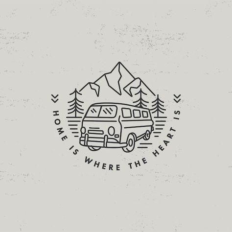 Logo Montagne, Logo Voyage, Mountain Logos, Tree Logos, Natural Logo, Vintage Logo, Logo Inspiration, Vector Logo, Premium Vector