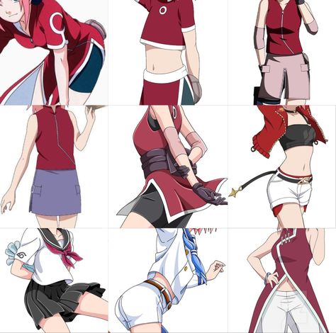 Sakura Haruno Outfit Redesign, Sakura Haruno Shippuden, Sakura Outfits, Kunoichi Outfit, Sakura Manga, Art Outfit, Uzumaki Boruto, Naruto Sasuke Sakura, Sakura Uchiha