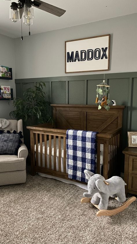 Baby Boy Nursery Room Design, Wood Crib, Boy Nursery Themes, Baby Nursery Inspiration, Baby Crib Mattress, Baby Room Themes, Baby Boy Nursery Decor, Nursery Room Design, Baby Room Inspiration