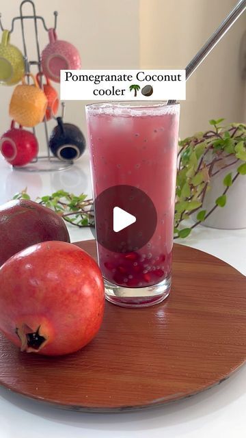 Coconut Cooler, Pomegranate Punch, Mocktail Drink, Pomegranate Drinks, Juice Coconut, Recipe Developer, Pomegranate Recipes, Coconut Drinks, Pomegranate Fruit