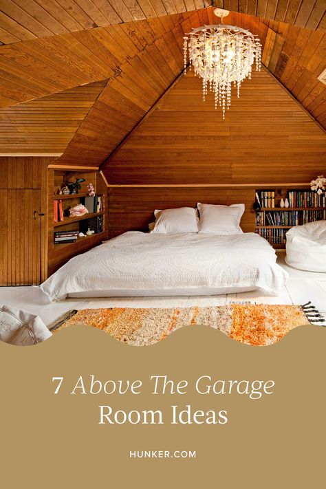 Upstairs Garage Ideas, Above The Garage Bedroom Ideas, Guest Loft Above Garage, Room Above Garage Ideas Bedrooms, Double Garage With Room Above, Guest Suite Above Garage, Rooms Above Garage Ideas, Garage Lofts Ideas, Bonus Space Above Garage