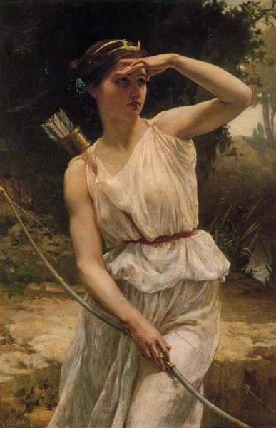 Artemis is Apollo's twin sister, daughter of Zeus and Leto. She was born on the island of Delos. Artemis is the goddess of hunting, and the flocks. She protects every animal on earth, wild or tame. Later she also became the protector of women ιn labor. Guillaume Seignac, Artemis Goddess, Roman Names, Istoria Artei, Daughter Of Zeus, Seni Vintage, Rome Antique, Greek Mythology Art, 패턴 배경화면