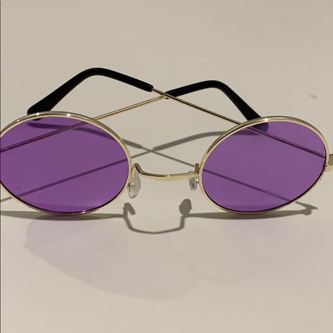 Brand New Circle Glasses With Purple Tinted Lenses. Super Cool And Retro Glasses With Colored Lenses, Purple Tinted Glasses, Circle Sunglasses Aesthetic, Purple Glasses Aesthetic, Crazy Sunglasses, Gender Board, Circular Glasses, Dr Teeth, Colorful Glasses