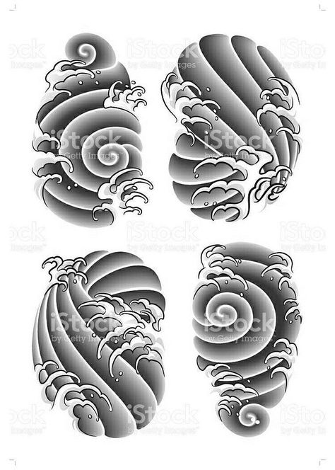 Shading For Tattoos, Dragon Tattoo Background, Japanese Tattoo Background, Japanese Background Tattoo, Pola Stensil, Background Tattoo Ideas, Tatuajes Irezumi, Tato Irezumi, Tato Maori