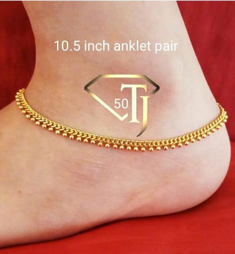 Gold Pattilu Designs, Gold Payal Design Indian Anklets, Gold Leg Chain Design, Gold Anklet Designs Kerala, Gold Payal Design Simple, Payal Designs Gold, Gold Payal Design, Gold Anklets Indian, Gold Leg Chain