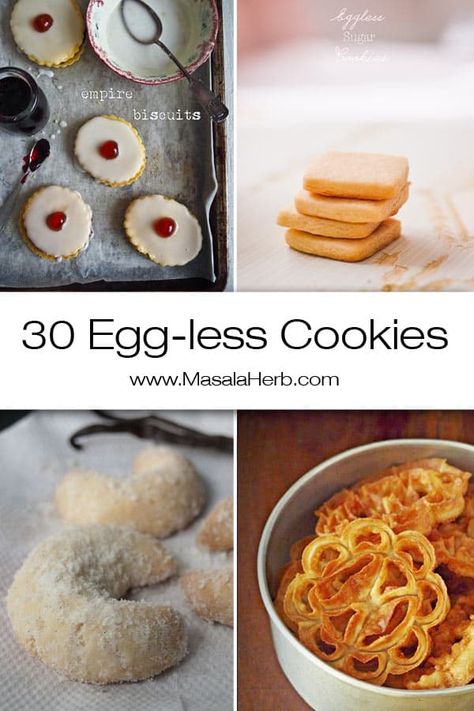 30+ Eggless Cookies Recipes - Easy Cookies without eggs 🍪 No Egg Peanut Butter Cookies, Eggless Cookies Recipes, Peanut Butter Cookies No Egg, Eggless Cookie Dough Recipe, Egg Free Chocolate Chip Cookies, Gingerbread Shortbread, Cookies Without Eggs, Xmas Cookies Recipes, Eggless Cookie