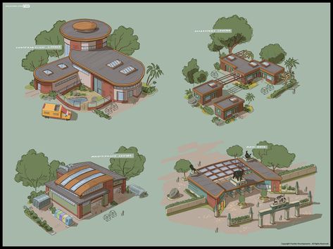 Modern zoo facility design Planet Zoo Restaurant, Planet Zoo Layout Ideas, Zoo Building, Zoo Layout, Zoo Boo, Zoo Games, Zoo Inspiration, Zoo Map, Zoo Tycoon