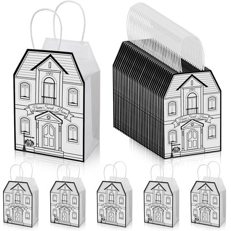 PRICES MAY VARY. Package List: with 50 house shaped paper gift bags with handles included in one package, they are great for those who need to package multiple gifts at once, especially beneficial for real estate agents who may have several clients that need housewarming gifts; Also, you can share them with your friends and partners House Shaped Design: the unique shape of the house paper gift bags with handles bulk is eye catching and memorable, simulate the front and back of the house, and pri Book Exchange Party, Casino Birthday Party, Real Estate Fun, Real Estate Agent Gift, Unique Corporate Gifts, Real Estate Gifts, House Supplies, House Gifts, Paper Gift Bags