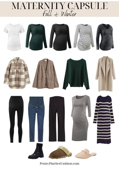 New Mom Wardrobe Capsule, Maternity Capsule Wardrobe 2023, Winter Maternity Wardrobe, Winter Fashion For Pregnant Women, Fall Pregnant Fashion, October Maternity Outfits, Fall Outfits Women Maternity, Maternity Outfit Office, Winter Maternity Capsule