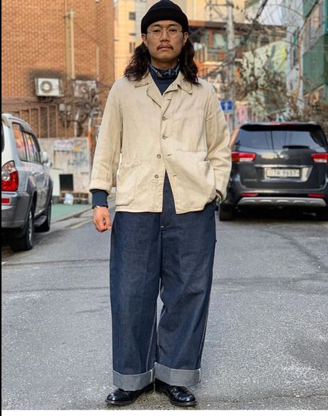 Fisherman Jacket Outfit, Men Workwear Outfit, Japanese City Boy Style, Japan Americana Style, Japanese City Boy Fashion, Amekaji Mens Fashion, Japan Workwear, Japanese Americana Fashion, Japanese Americana Fashion Men