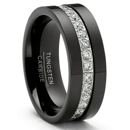 Mens Black Wedding Rings With Diamonds, Men’s Black Wedding Band With Diamonds, Men’s Marriage Rings, Black And Silver Rings For Men, Black Mens Engagement Ring, Guys Wedding Bands, Black Male Wedding Bands, Men’s Wedding Rings Titanium, Black Band Wedding Rings For Her