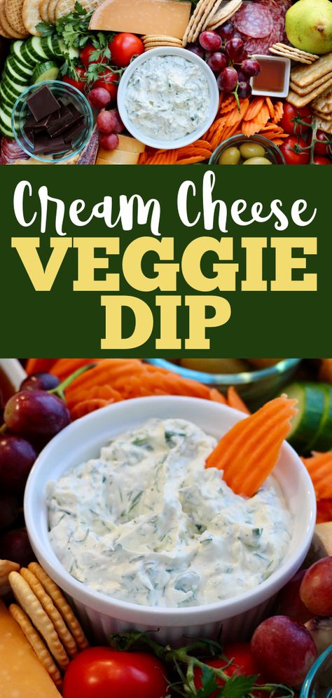 Cream Cheese Veggie Dip Simple, Veggies And Cream Cheese, Fresh Herb Dip, Best Dip For Veggie Tray, Veggie Cream Cheese Dip, Cream Cheese Vegetable Dip, Dip For Vegetables Tray, Veggie Dip Ideas, Diy Veggie Dip