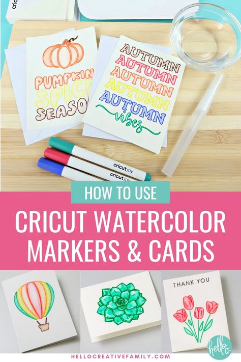 Cricut Watercolor Project, Cricut Watercolor Markers, Cricut Watercolor Cards, Cricut Watercolor, Crafts With Cricut, Joy Cricut, Cuttlebug Ideas, Watercolor Pens, Watercolor Markers