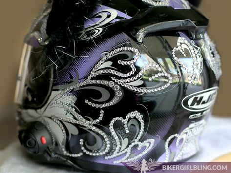 Bling Motorcycle, Motorcycle Helmet Covers, Bling Projects, Motorcycle Helmet Design, Pink Motorcycle, Womens Motorcycle Helmets, Diy Bling, Cool Motorcycle Helmets, Custom Motorcycle Helmets