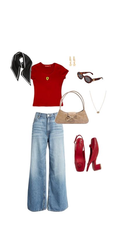 Ferrari Shirt Outfit, Ferrari Shirt, Shirt Outfit, Ferrari, Cute Outfits, Outfit Inspo