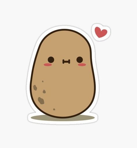 Potato Sticker, Cute Potato, Preppy Stickers, Homemade Stickers, Cute Laptop Stickers, Tumblr Stickers, A Potato, Cute Kawaii Drawings, Cute Doodle Art