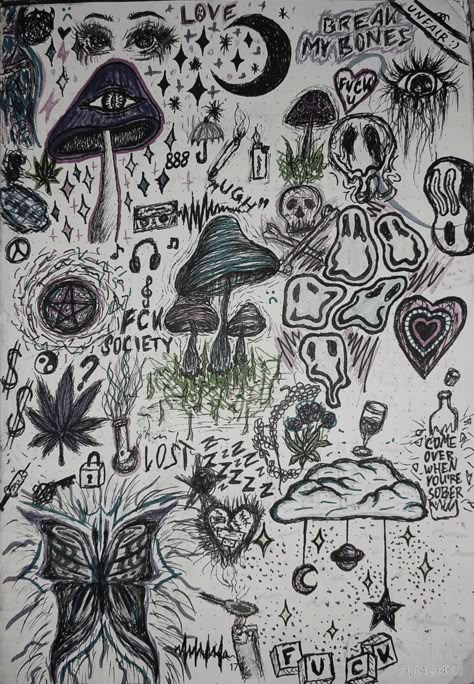 #sticknpoke #sketchbook #sketching #draw #easy #drawing #ideas #grunge #grungy #alternative #y2k #aesthetic #art #artwork #artist #diy Drawings To Hang Up In Your Room, Grunge Sketch Ideas, Sketches On Wall Aesthetic, Aesthetic Drawing Ideas Grunge, Positive Drawings Inspiration, Emo Things To Draw, Grunge Doodles Easy, Grungy Drawings, Sketches Trippy