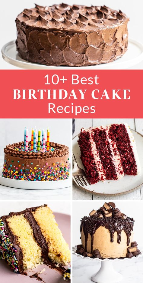 These are the best birthday cake recipes that are sure to be a hit at any celebration or special occasion! This collection includes every cake flavor from chocolate, vanilla, carrot cake, yellow, red velvet, vanilla, banana, and more! You're bound to find your new favorite classic birthday cake recipe. #birthdaycake Easy Birthday Cake Recipes, Ride Or Die Friend, The Best Birthday Cake, Banana Chocolate Chip Cake, Best Birthday Cake Recipe, Birthday Cake Recipes, Best Birthday Cake, Make Birthday Cake, Girl Parties