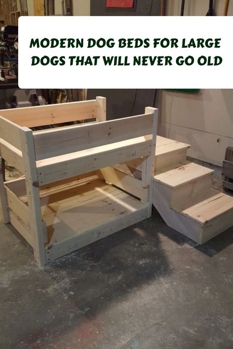 Diy Bedside Dog Bed, Large Dog Bunk Beds Diy, Dog Bed Shelf, Woodworking Projects For Pets, Under Bed Dog Bed, Dog Bunk Beds Diy Plans, Diy Dog Bunk Bed, Dog Bunk Beds Diy, Dog Platform Bed