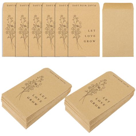 PRICES MAY VARY. What You Will Get - 200 pack wedding favor seed packets are included in the package, sufficient to meet your needs for storage and party favors. Self-Adhesive - The sealing part of the seed packets will become sticky when get wet, no glue or stickers needed, which are very easy to use. Durable Material & Size - Made of good quality Kraft paper, with clear flower printings, and the words of Let Love Grow, non-fading and can be kept for a long time. Each seed packet is 9 x 6cm/3.5 Seeds Storage, Wedding Seed Packet Favors, Flower Seed Gifts, Wet Wedding, Seed Packets Favors, Anniversary Party Favors, Seed Storage, Let Love Grow, Flower Seeds Packets