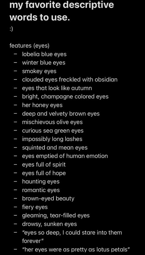 How To Describe Green Eyes, Character Physical Description Writing, Green Eyes Description Writing, Describing Eye Color In Writing, Blue Eyes Description Writing, Physical Features For Characters, Ways To Describe Green Eyes, Laugh Descriptions Writing, See Synonyms