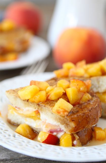 Peaches & Cream Stuffed French Toast from Two Peas and Their Pod #recipe #cooking #breakfast #peaches Two Peas And Their Pod, Stuffed French Toast, French Toast Breakfast, Peaches And Cream, Peach Recipe, What's For Breakfast, French Toast Recipe, Peaches Cream, Peaches N Cream