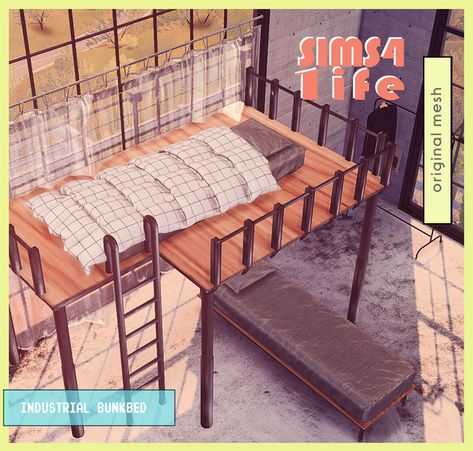 Sims 4 Industrial, Cama Industrial, Sims 4 Cc Patreon, Sims 4 Beds, Cc Patreon, Sims 4 Traits, Cc Mods, Sims 4 Bedroom, Sims 4 Body Mods