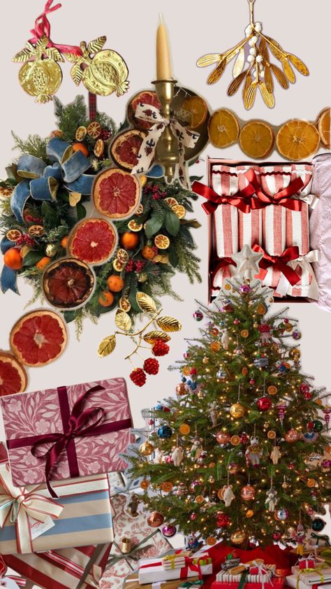 Christmas decor inspiration ; tin ornaments ; gold, pink, blue, orange theme ; little women Christmas ; eclectic maximalist old world vintage Christmas aesthetic Little Women Christmas, Maximalist Christmas, Eclectic Christmas, Vintage Inspired Christmas Decor, Vintage Christmas Aesthetic, Christmas Tree Inspo, Orange Theme, Tin Ornaments, Cozy Christmas Decor