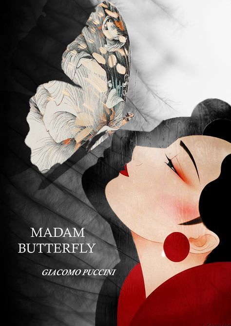 Butterfly Lovers Chinese Art, Butterfly Layout Design, Butterfly Illustration Art Design, Madama Butterfly Opera, Butterfly Poster Design, Butterfly Lovers Chinese, Madame Butterfly Opera, Butterfly Illustration Art, Opera Poster