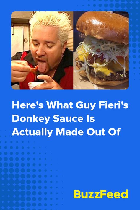 Here's What Guy Fieri's Donkey Sauce Is Actually Made Out Of Guy Fieri Burger Recipe, Donkey Sauce, Bleached Blonde Hair, Veggie Bars, Wings In The Oven, Bleached Blonde, Becoming A Chef, Hot Sauce Recipes, Guy Fieri