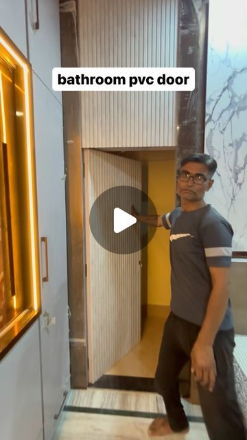 Narsi Bhai Suthar on Instagram: "hidden bathroom pvc door wall facing panel auto close system new 2024" Hidden Doors In Wall Panel Bathroom, Modern Bathroom Door Design, Toilet Privacy Wall, Pvc Doors Bathroom, Pvc Bathroom Door Design, Hidden Bathroom Door, Toilet Door Design, Hidden Bathroom, Pvc Wall Panels Designs