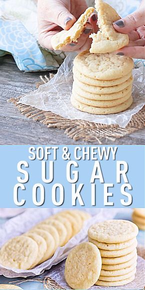 Soft Chewy Sugar Cookies, Soft And Chewy Sugar Cookies, 2 Ingredient Cookies, Cookie Recipes Unique, Chewy Sugar Cookies, Chocolate Cookie Recipes, Chip Cookie Recipe, Diet Vegetarian, Köstliche Desserts