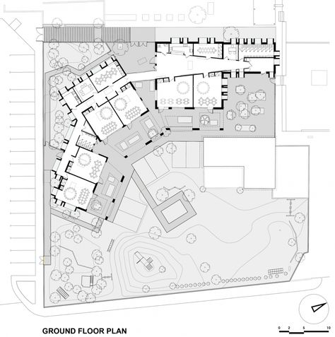 The Kindergarten of the German School of Athens / Potiropoulos D+L Architects Kindergarten Plan, School Of Athens, Retaining Wall Design, German School, Kindergarten Design, School Plan, Floor Plan Layout, Architecture Concept Drawings, Education Architecture