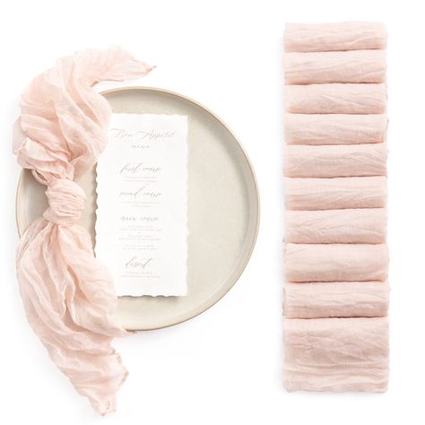 PRICES MAY VARY. PACKAGE: 10 pieces of 20inch gauze semi sheer napkins. ULTRA-SOFT: Made of silky soft cheesecloth, 10% Viscose, 90% Polyester & natural hand-dyed. Impress your guests with a comfy dining experience. RUSTIC-ELEGANT: Beautiful texture & nice even hems all around with a natural rustic touch to your table. Easy to create a real cozy atmosphere with the exquisite table setting. EASY CARE: Machine wash in a laundry bag on delicate cycle only or by hand. MULTI USAGE: An ideal décor cho Napkins For Wedding Reception, Cheesecloth Napkins, Wedding Reception Rustic, Wedding Reception Napkins, Napkins For Wedding, Gold Table Setting, Boho Table, Pink Napkins, Linen Dinner Napkins