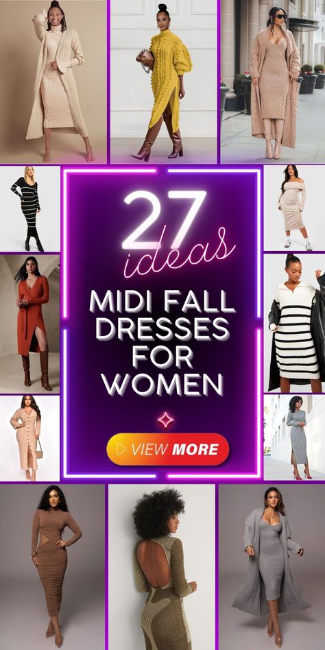 Step up your fall fashion game with midi fall dresses for women. These dresses are perfect for any occasion, from casual outings to wedding guest outfits. Choose from classy black, elegant white, or vibrant red. Pair with ankle boots or booties for a trendy look. The bodycon and long sleeve styles provide a perfect blend of comfort and style, keeping you on trend with the latest fall fashion. Dresses With Ankle Boots, Midi Dress Boots, Fall Dresses Classy, Fall Dresses For Women, Boots Outfit Ankle, Ankle Boots Dress, Midi Dress Fall, Guest Attire, Wedding Attire Guest