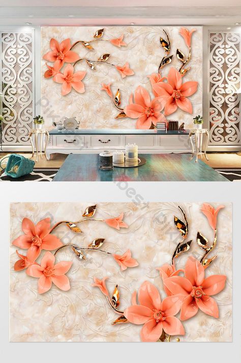 Modern Tv Wall Units, Modern Tv Wall, Bead Flower, Wallpaper Interior, Tv Wall Design, Tv Background, Tv Decor, Marble Background, Wall Decor Design