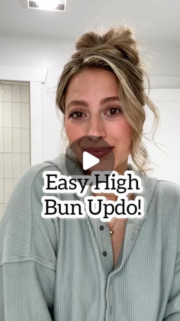 Lainey Ostrom on Instagram: "Here’s an easy high bun updo that anyone can do! Save and try! - #updohairstyles #highbun #highbunhairstyle #hairreelsvideo #hairreels #updotutorial #weddingupdo #hairupdo #messybunupdo" Easy High Bun, High Updo Wedding, High Bun Updo, High Bun Wedding, Messy Bun Updo, High Bun Hair, High Updo, High Bun Hairstyles, Updo Tutorial