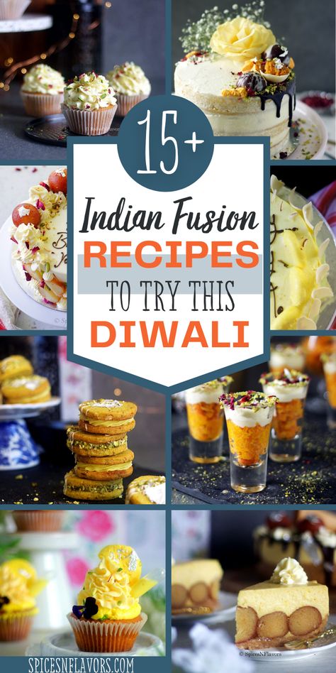 Indian Fusion recipes are all the rage now. Let me share with you all most popular in demand fusion recipes that will make you wanting more. Easy Indian Recipes to try this Diwali Indian Party Dessert Ideas, Indian Fusion Snacks, Indian Dessert Aesthetic, Diwali Food Gift Ideas, Diwali Desserts Ideas, Fusion Diwali Sweets, Indian Fusion Food Ideas, Fusion Desserts Ideas, Indian Fusion Desserts Sweets