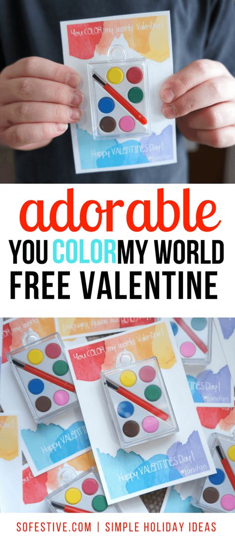 Art-themed-valentine-free-printable Eraser Valentine, Valentines Diy Kids, Mini Watercolor, Color My World, Valentine's Day Crafts For Kids, Watercolor Paint Set, Valentines Printables Free, Family Ideas, Handprint Crafts