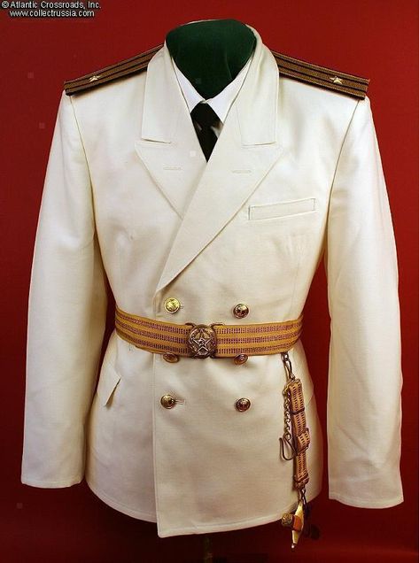 Collect Russia Unissued Soviet Navy "Full Dress Uniform #1, summer parade, for officers, warrant officers and extended service personnel" complete with a pair of unissued gold bullion shoulder boards. Soviet Russian Russian Navy Uniform, Soviet Clothes, Soviet Uniform, Police Officer Uniform, Gold Ira, Officer Uniform, Soviet Navy, Military Ranks, Warrant Officer