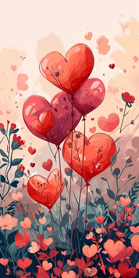 Valentines Day Art Painting Cute Ideas, Valentine’s Day Background Wallpaper, Red Illustration Aesthetic, Vintage Valentine Wallpaper, Valentine’s Day Phone Wallpaper, Valentines Day Sketches, Valentine Phone Wallpaper, Valentines Day Art Illustration, Valentine Wallpaper Iphone