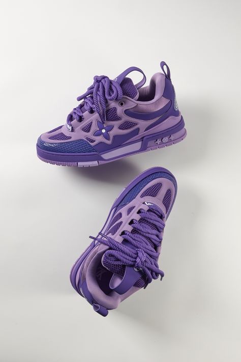 Luxury Purple Skate Shoes For Streetwear, Cheap Purple Sneakers For Streetwear, Purple Bape Sneakers, Purple Streetwear Sneakers With Vibram Sole, Asics Urban Streetwear Sneakers, Men's Boot Liners, Futuristic Shoes, Shoe Wishlist, Pretty Shoes Sneakers