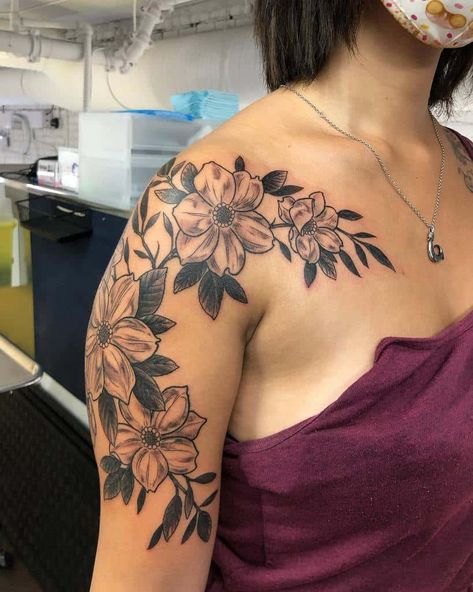 Top 59 Best Dogwood Flower Tattoo Ideas - [2021 Inspiration Guide] Dogwood Flower Tattoo Sleeve, Dogwood Shoulder Tattoo, Dogwood Flower Tattoo Shoulder, Dogwood Tattoos For Women, Dogwood Tree Tattoo, Tattoo Chest And Shoulder, Dogwood Flower Tattoo, Dogwood Tattoo, Dogwood Flower Tattoos