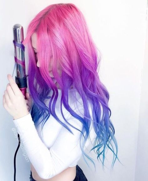 Bisexual Hair Color, Hair Tips Dyed Purple, Bisexual Hairstyles, Bisexual Hair, Bisexual Nails, Pink Purple Hair, Hair Dye Tips, Ombre Blond, Bisexual Flag