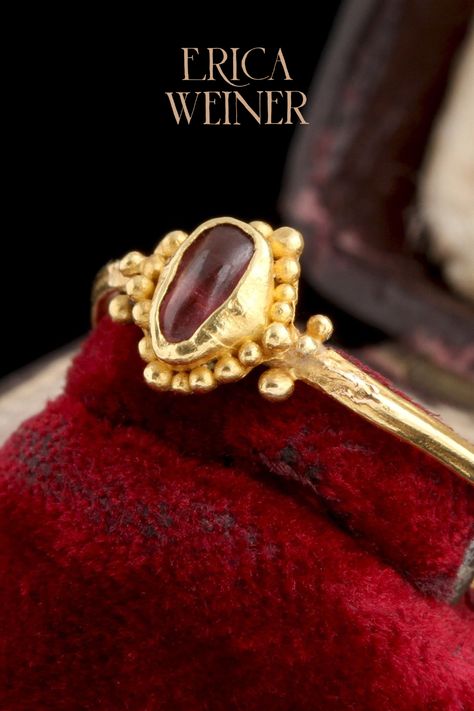 This Late Medieval Garnet Cabochon Ring was made at the tail end of the Middle Ages and the dawn of the Renaissance! We offer antique jewelry sourced with the utmost care. All of our jewelry is one-of-a-kind, check out our collection today! Medieval Wedding Rings, 16th Century Jewelry, Medieval Wedding Ring, Period Jewelry, The Crusades, Medieval Rings, Historical Dress, Time Traveler, The Holy Land