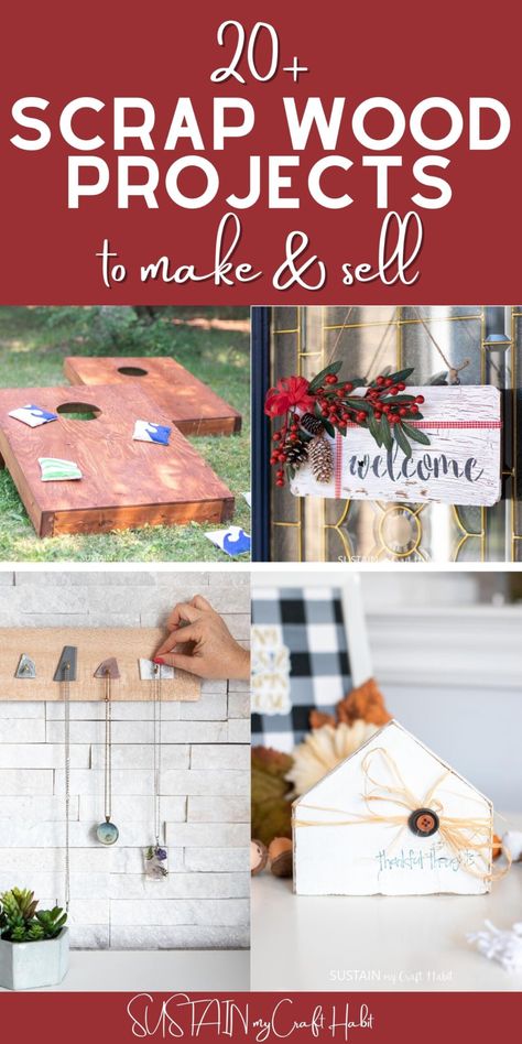 Getting you inspired with this complete round up of 25 plus creative DIY scrap wood projects to make and sell. From home decor to gifts and more these easy ways to use up leftover wood are the perfect reason to dig in to your wood pile collection. #sustainmycrafthabit #upcycling Easy Scrap Wood Projects, Diy Scrap Wood Projects, Wood Crafts That Sell, Projects To Make And Sell, Diy Scrap Wood, Trending Crafts, Scrap Wood Crafts, Wood Projects That Sell, Easy Wood Projects