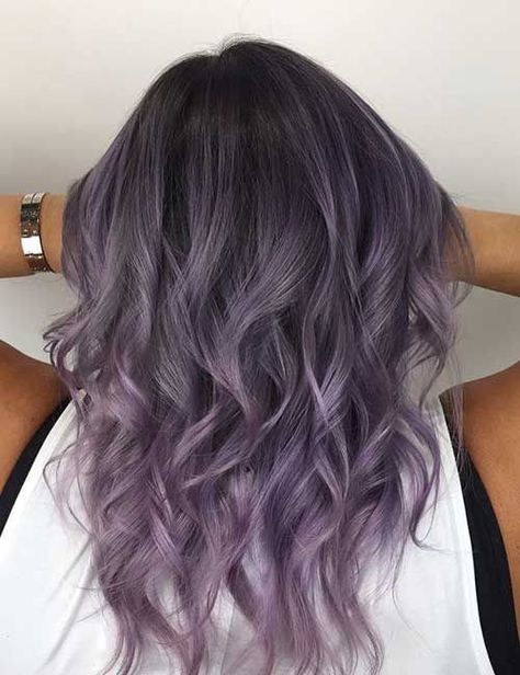 20 Lovely Lavender Ombre Hair Color Ideas Lavender Ombre Hair, Lavender Hair Ombre, Lavender Ombre, Nails Grey, Lavender Hair Colors, Ombre Hair Color Ideas, 2019 Nails, Purple Ombre Hair, Brown Ombre Hair