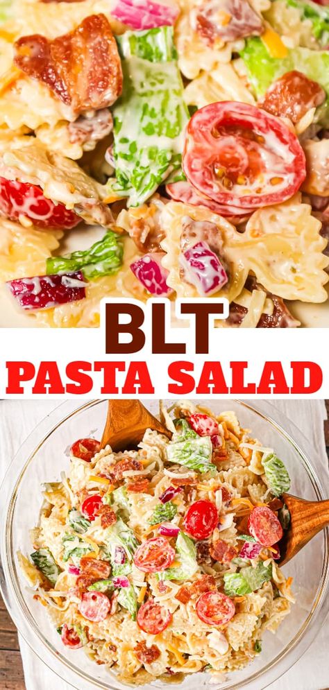 Cold Side Dishes, Mother Thyme, Blt Pasta Salad, Tomato Pasta Salad, Blt Pasta, Blt Salad, Cold Pasta Salad Recipes, Blt Pasta Salads, Ranch Pasta Salad